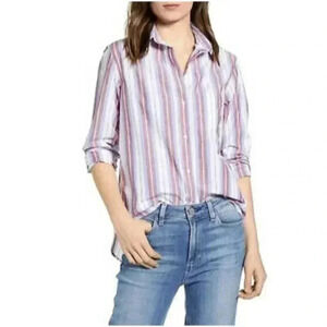 Grayson Women's The Hero Button-Down Shirt Jasmine Striped 01 XS NEW 101